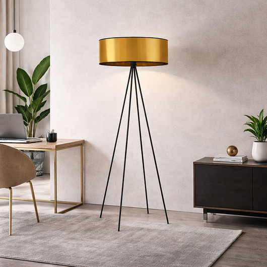 lampy podłogowe Czarna lampa stojąca na 4 nogach do salonu IBIZA MIRROR