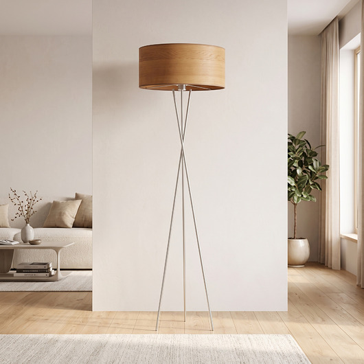 lampy podłogowe Metalowa lampa podłogowa na trójnogu PARYŻ ECO z abażurem