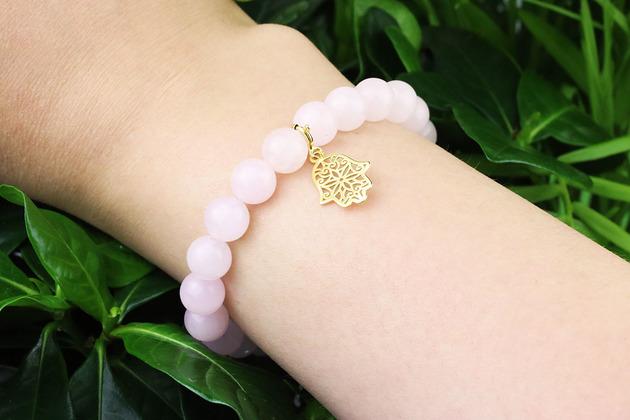 Bransoletka Kwarc Różowy Fatima złoto Brazi Druse Jewelry