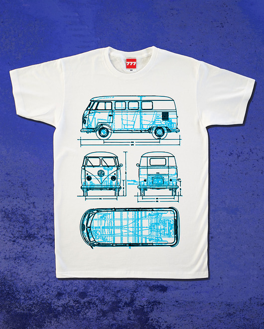 t-shirty męskie Koszulka VOLKSWAGEN TRANSPORTER T 1 BLUE tshirt