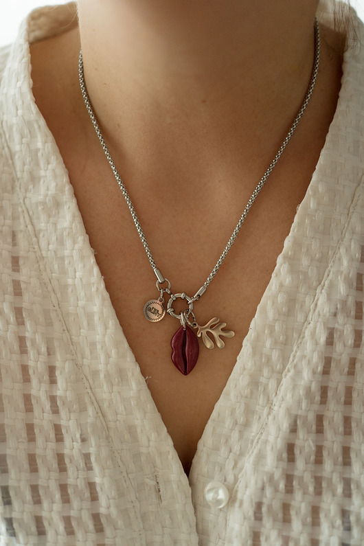 naszyjniki - inne Naszyjnik modern z 2 zawieszkami z gliny polimerowej