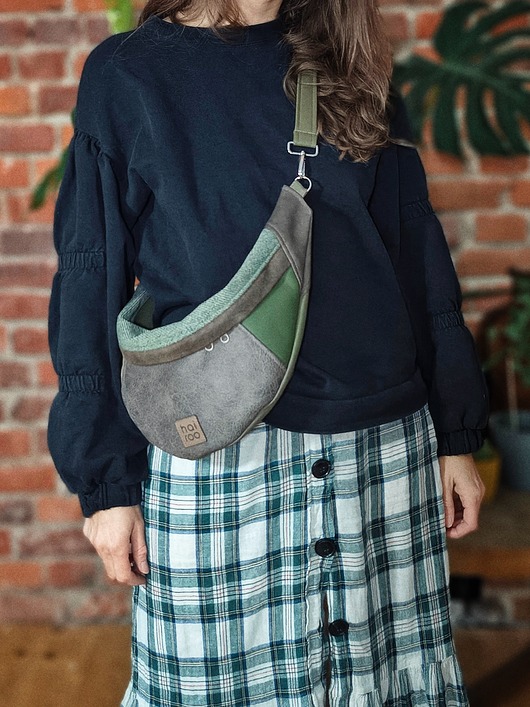 saszetka nerka SALE Nerka "Haru" brązowo zielona no waste