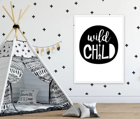 PLAKAT DO POKOJU DZIECKA boho  WILD CHILD black dot studio