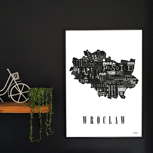 Mapa - WROCŁAW plakat czarno biały Be ART