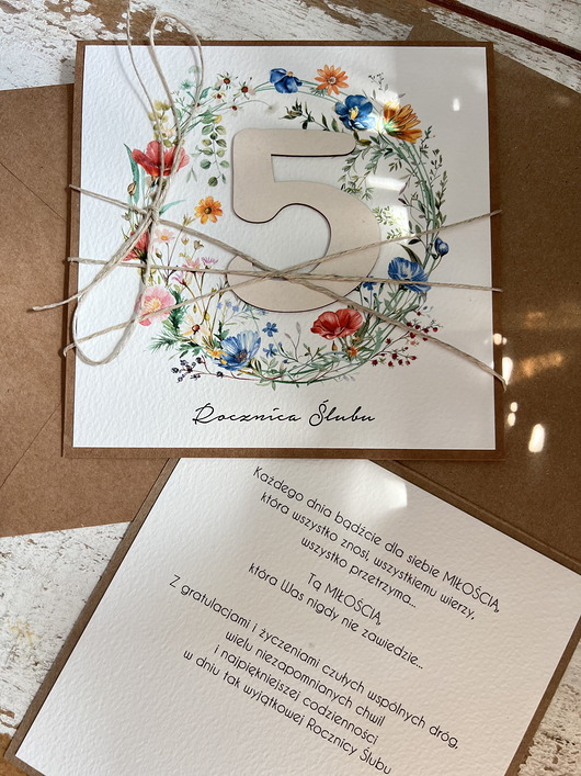 kartki scrapbooking Ręcznie robiona kartka na 5 rocznicę ślubu - piąta rocznica ślubu