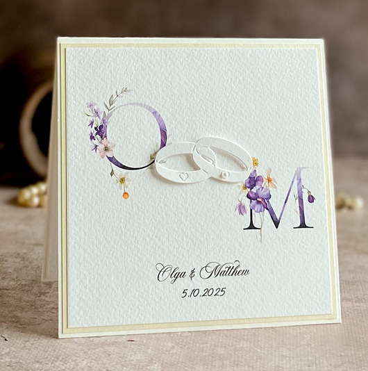 zaproszenia i kartki na ślub Kartka ślubna z inicjałami Młodej Pary, WP 53