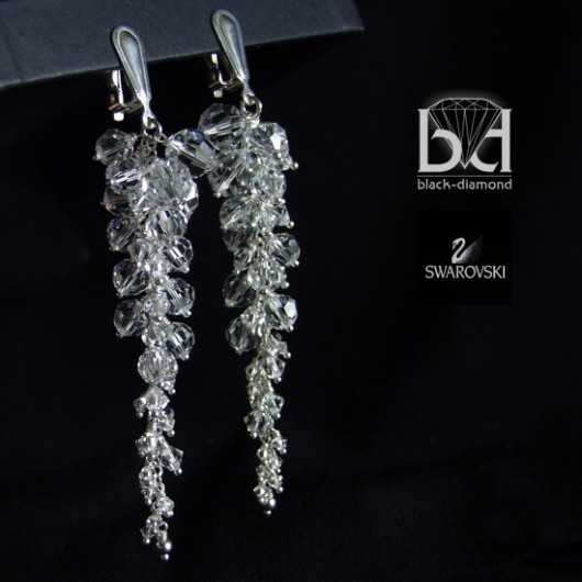 Klipsy - Ekskluzywne Gronka kryształ Swarovski Black Diamond