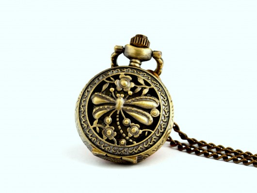 zegarki na łańcuszku Zegarek wisiorek - Ważka - szczęście