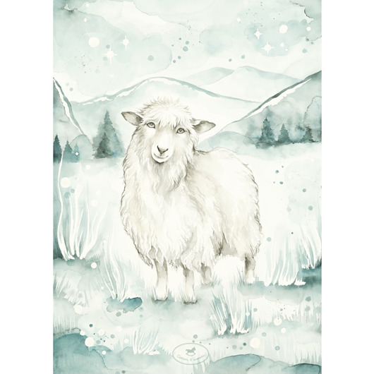 obrazy i plakaty do pokoju dziecięcego Lovely Sheep Bilecik White / silit green