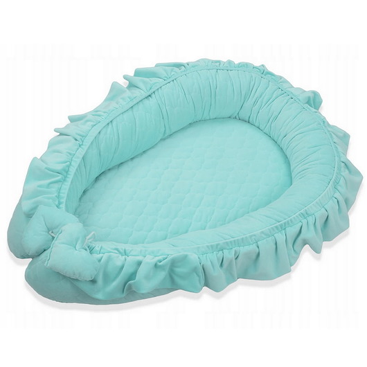 akcesoria do łóżeczek Kokon Niemowlęcy z falbanką Velvet - Mint