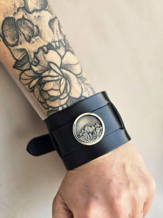 biżuteria męska Bransoleta z górami 2 w 1