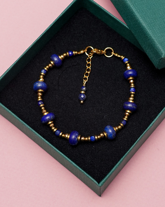 bransoletki z kamieni naturalnych Ozdobna bransoletka z lapisem lazuli