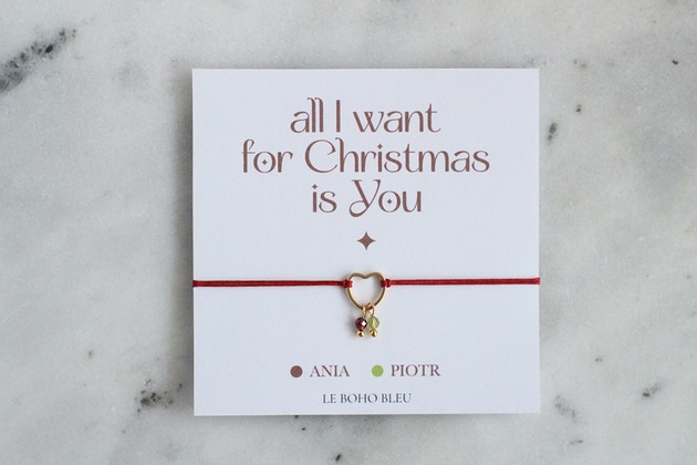 bransoletki na sznurku All I Want For Christmas Is You - Bransoletka z kamieniami miesiąca