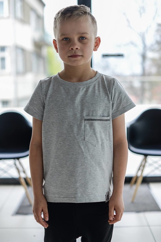 Koszulka z kieszonką jasnoszara  GEEKID