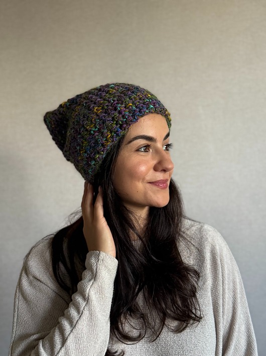 czapki damskie Kolorowa duża czapka beanie z wełną i alpaką