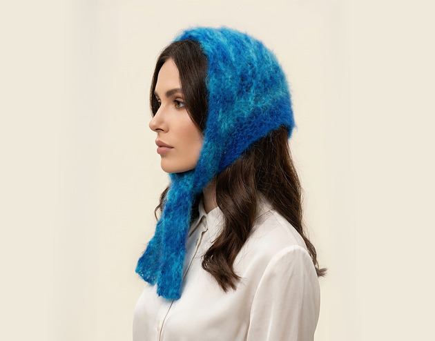 czapki damskie Moherowa chustka morska