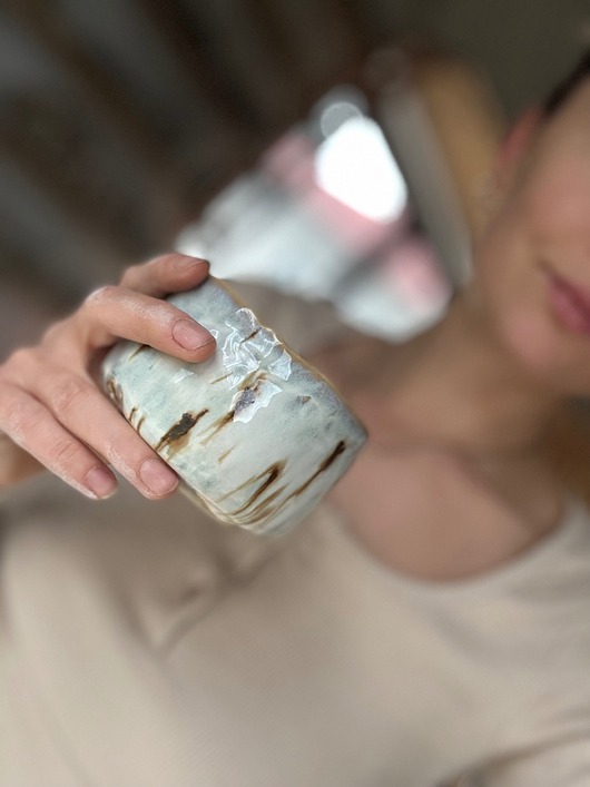 kubki i filiżanki Ceramiczna Czarka do Matchy 250 ml Waterfalls handmade chawan