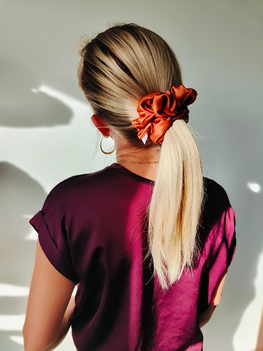 gumki do włosów Gumka jedwabna, scrunchie, frotka copper sunset MAXI