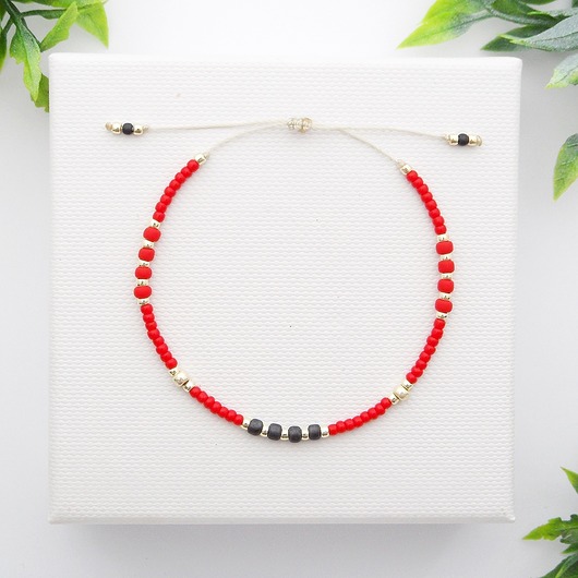Bransoletka koralikowa Minimal - Light Red Ilovehandmade