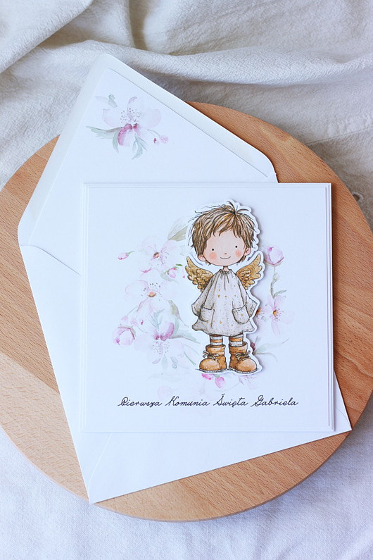 kartki na komunię Aniołek. Kartka komunijna dla chłopca