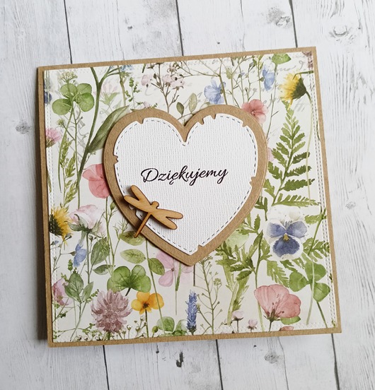 kartki scrapbooking DZIĘKUJEMY z personalizacją : PODZIĘKOWANIE : łąka