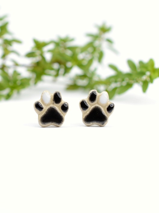 kolczyki ceramiczne Łapki- mini kolczyki z łapką