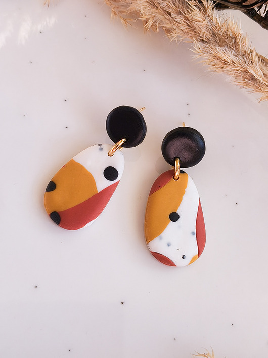 kolczyki z masy plastycznej Kolczyki łezki w koloru brązowego małe kolczyki, prezent dla dziewczyny