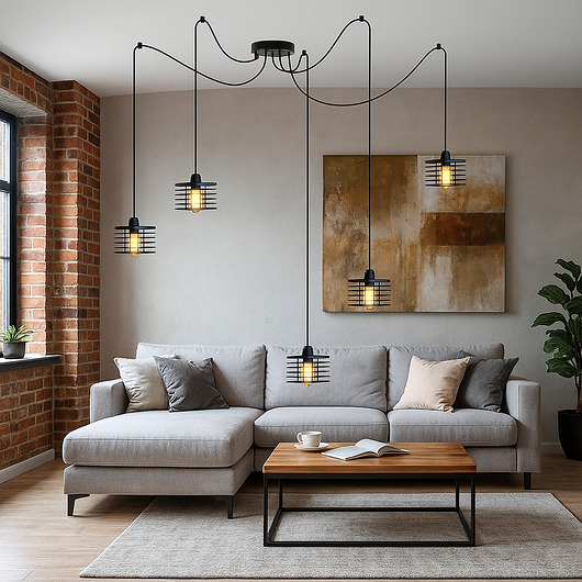 lampy wiszące Kaskadowa lampa wisząca w stylu pająka z 5 ramionami GALO LOFT L5