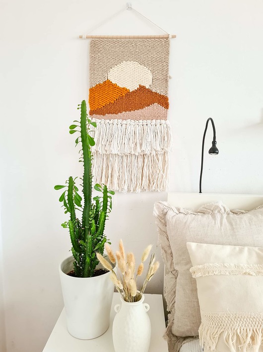 makramy Makatka boho Zachód słońca makrama