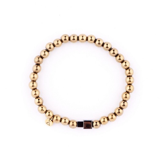 biżuteria męska Męska bransoletka - złoty hematyt z kostką