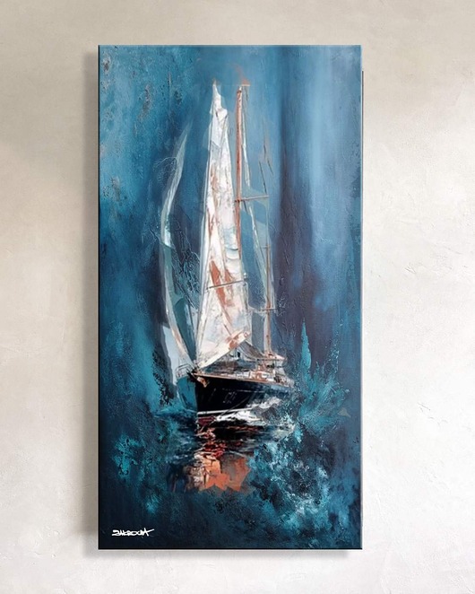 obrazy POMYŚLNE WIATRY - obraz ręcznie malowany akryl 80x160cm