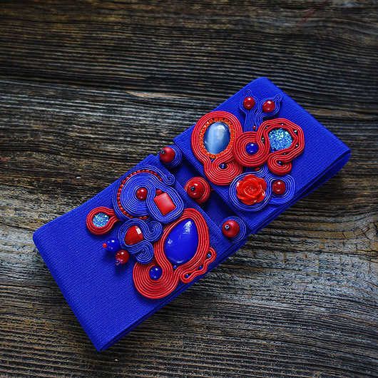 paski damskie Bajkowy, elastyczny pasek soutache