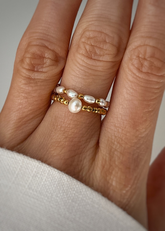 pierścionki elastyczne Pierścionek Pierścionki elastyczne hematyt, perła