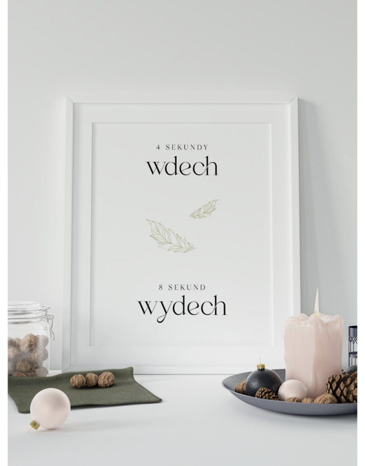 plakaty Plakat "4 sekundy wdech, 8 sekund wydech" 40x50 cm - mindfulness