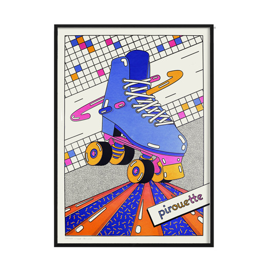 plakaty Plakat Freestyle Pirouette Rollerskate pomarancz