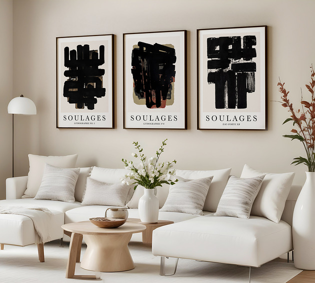 plakaty Zestaw 3 plakatów Soulages v2