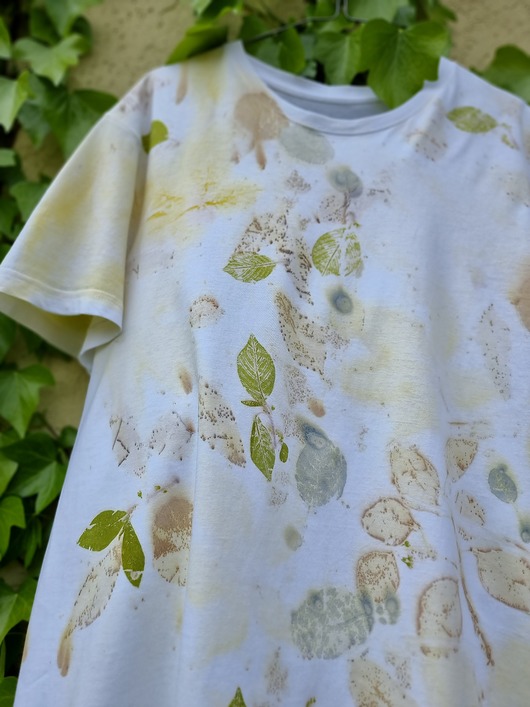 t-shirt damskie T-shirt z naturalnym ekodrukiem roślinnym