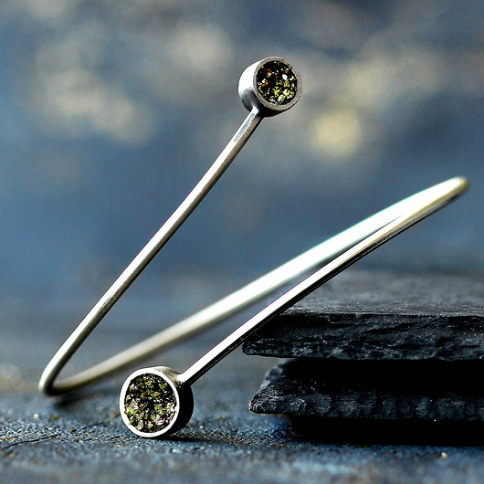 bransoletki wire wrapping Srebrna bransoletka z pirytem