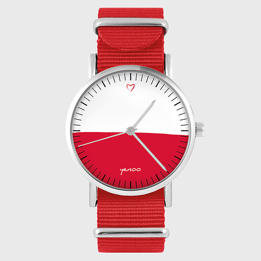 zegarki unisex Zegarek - Polska flaga - czerwony, nylonowy