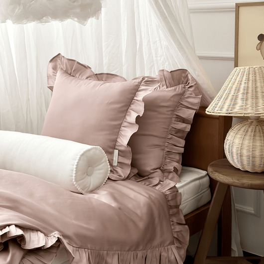 poduszki gładkie Poduszka z falbanką Margaret Dusty pink