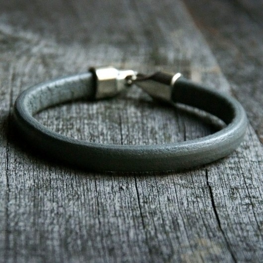 męska bransoletka : SKÓRA : grey & hook kaktusia