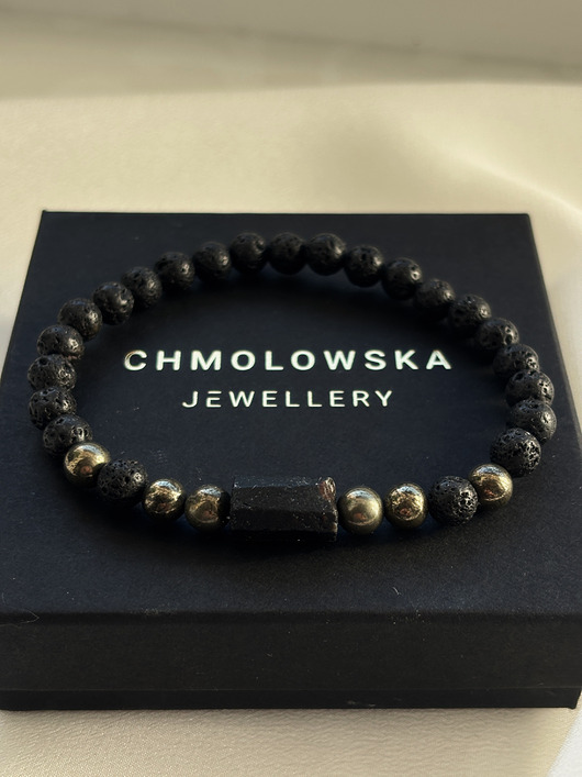 biżuteria męska Bransoletka Męska Piryt i Turmalin