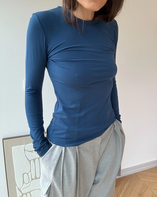 bluzki z długim rękawem damskie Longsleeve Stockholm blue cn