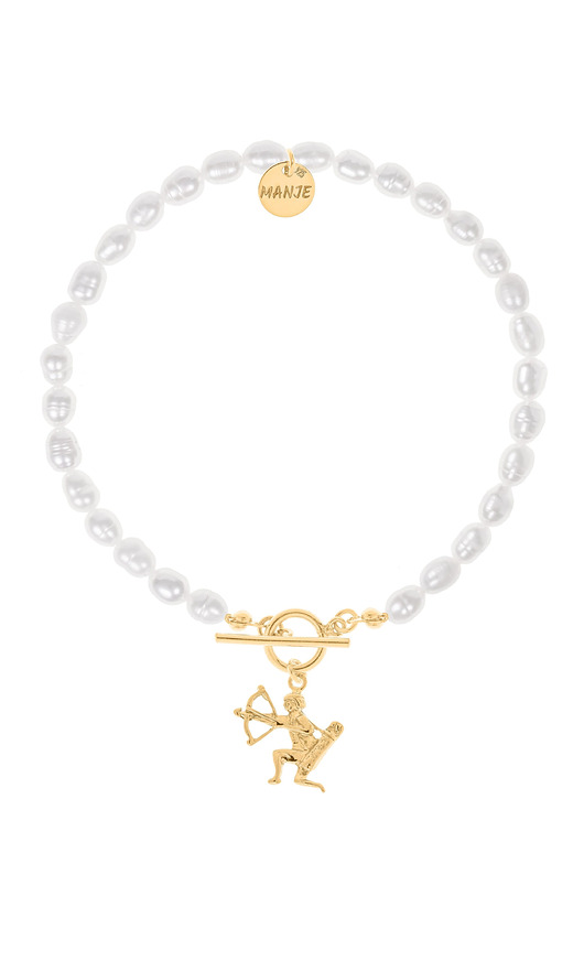 bransoletki srebrne Bransoletka z pereł z pozłacanym znakiem zodiaku Strzelec