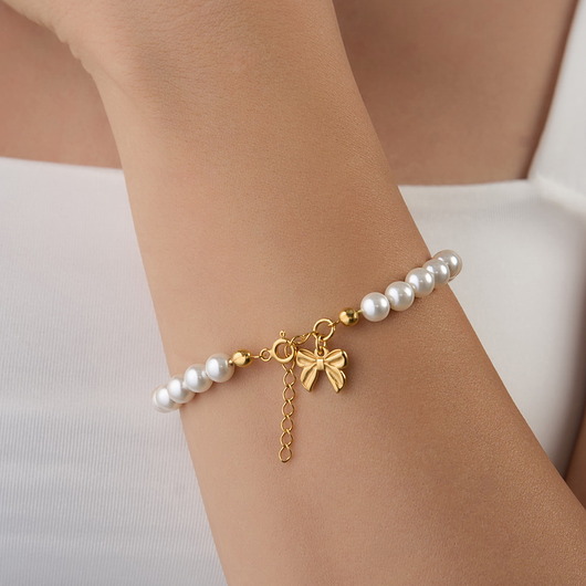 bransoletki złote Bransoletka perły srebro 925 pozłacane