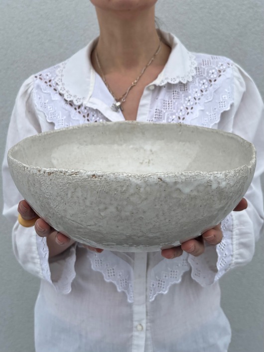 talerze, miski Ceramiczna Misa XL Rustic White Skandynawski Styl