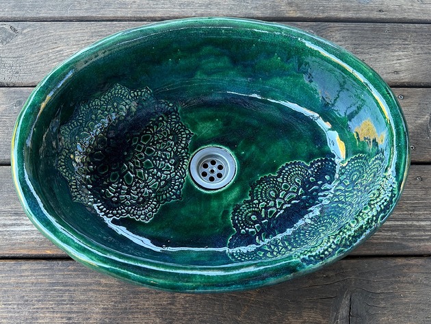 umywalki UM38 Umywalka ceramiczna, owalna z koronkami