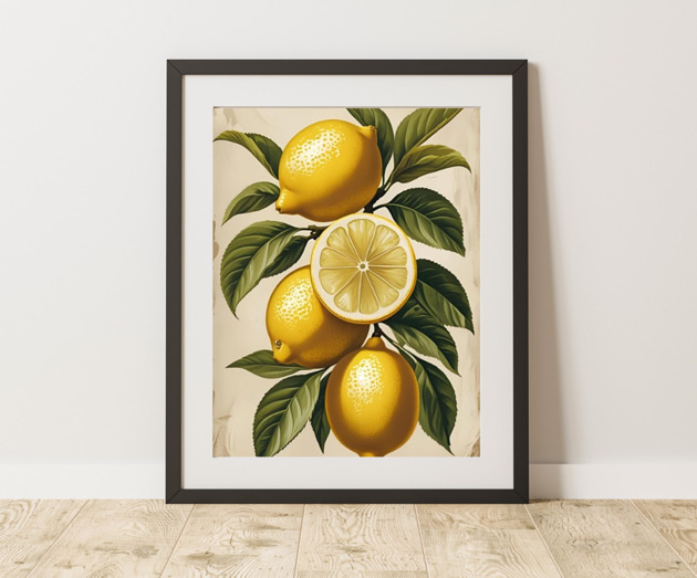 grafiki i ilustracje PLAKAT  grafika botaniczna  vintage cytryny