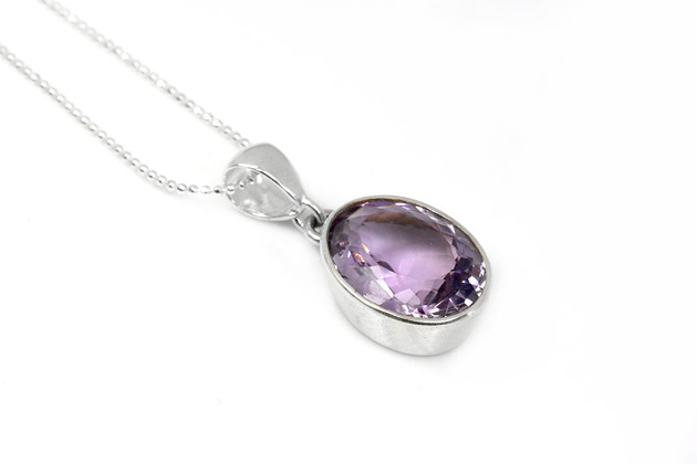 Colare Ametyst Szlif Owalny srebro Brazi Druse Jewelry