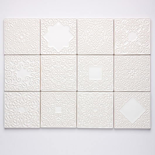 kafle i panele Kafle dwanaście ornamentów białe, strukturalne